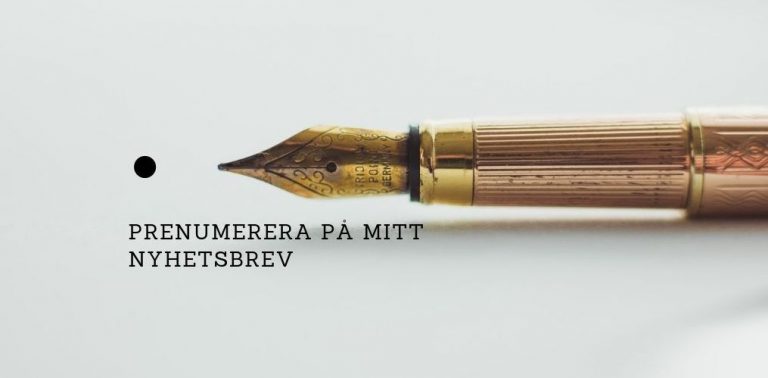 En bild av en penna och texten "prenumerera på mitt nyhetsbrev".